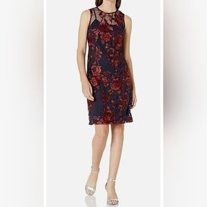Donna Ricco New York Women's Red Rose Embroidered Mesh Sleeveless Dress …